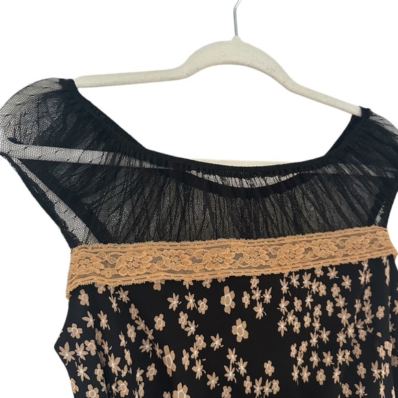 Vintage Y2K Floral Milkmaid Sheer Mesh Cap Sleeve Midi Dress Size 10 - Picture 6 of 8